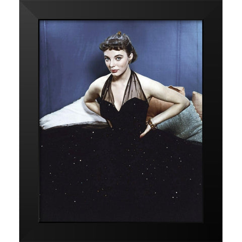 Joan Collins Black Modern Wood Framed Art Print by Hollywood Photo Archive