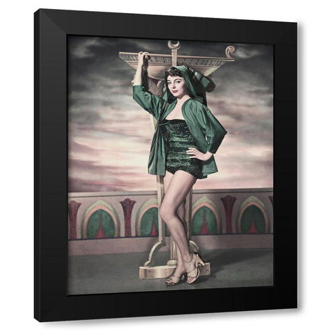 Joan Collins Black Modern Wood Framed Art Print with Double Matting by Hollywood Photo Archive