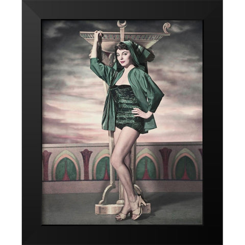 Joan Collins Black Modern Wood Framed Art Print by Hollywood Photo Archive