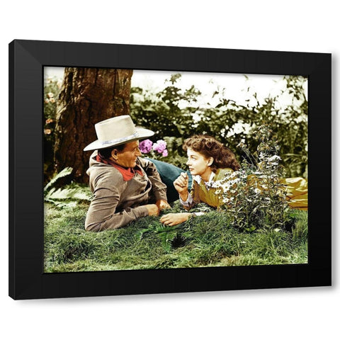 John Wayne Black Modern Wood Framed Art Print by Hollywood Photo Archive