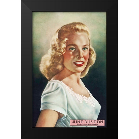 June Allyson Black Modern Wood Framed Art Print by Hollywood Photo Archive