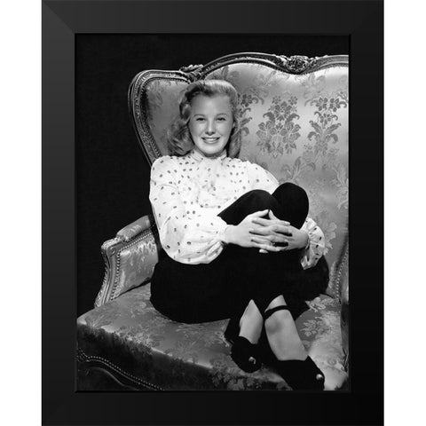 June Allyson Black Modern Wood Framed Art Print by Hollywood Photo Archive