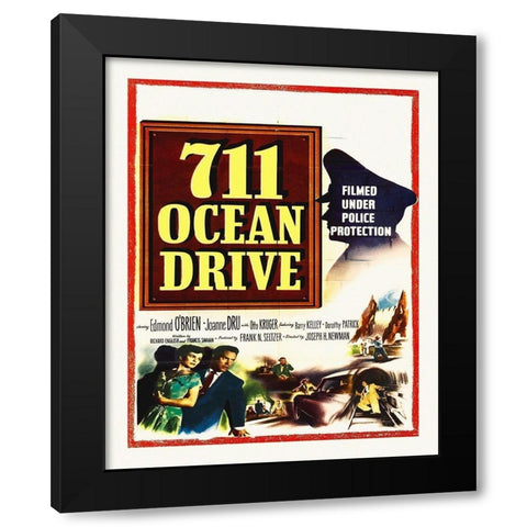 711 Ocean Drive Black Modern Wood Framed Art Print by Hollywood Photo Archive