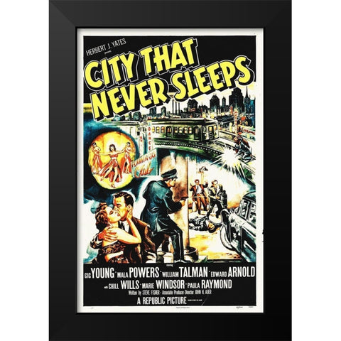 City that Never Sleeps Black Modern Wood Framed Art Print by Hollywood Photo Archive