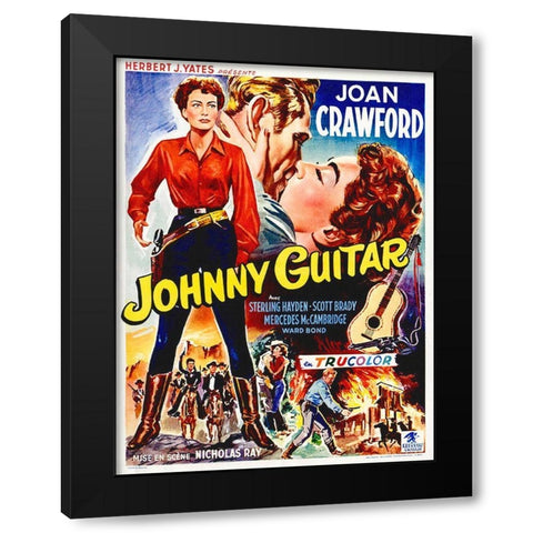 French - Johnny Guitar Black Modern Wood Framed Art Print by Hollywood Photo Archive