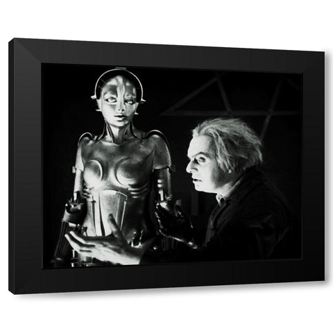 Metropolis - Maria with Rotwang -  Production Still Black Modern Wood Framed Art Print with Double Matting by Hollywood Photo Archive