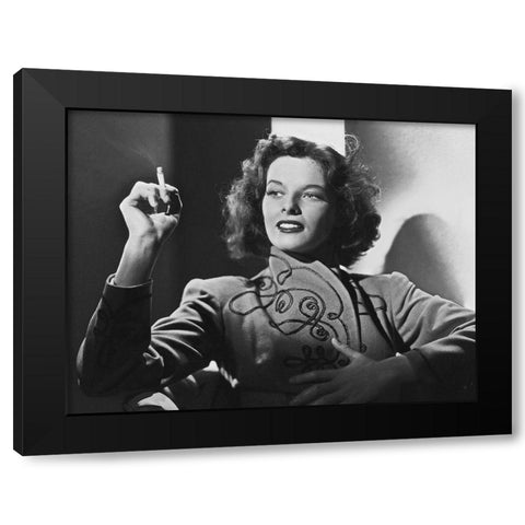 Katherine Hepburn Black Modern Wood Framed Art Print by Hollywood Photo Archive