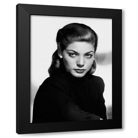 Lauren Bacall Black Modern Wood Framed Art Print by Hollywood Photo Archive