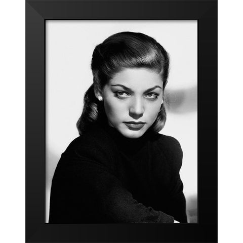 Lauren Bacall Black Modern Wood Framed Art Print by Hollywood Photo Archive