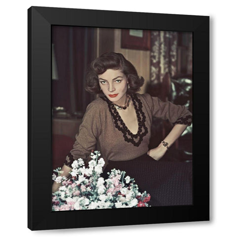 Lauren Bacall Black Modern Wood Framed Art Print by Hollywood Photo Archive