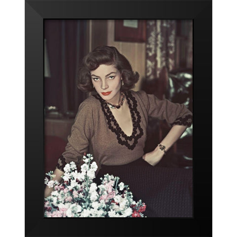 Lauren Bacall Black Modern Wood Framed Art Print by Hollywood Photo Archive