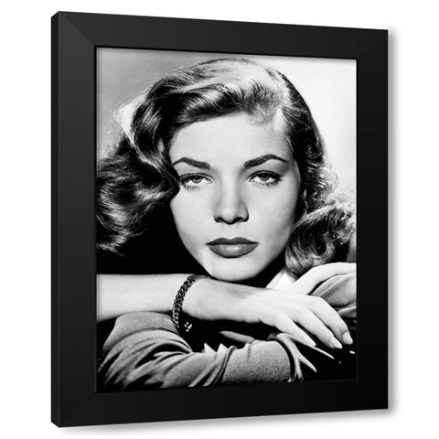 Lauren Bacall Black Modern Wood Framed Art Print with Double Matting by Hollywood Photo Archive