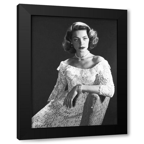 Lauren Bacall Black Modern Wood Framed Art Print with Double Matting by Hollywood Photo Archive