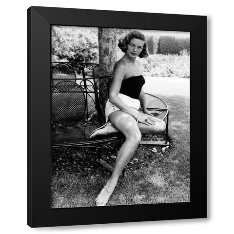 Lauren Bacall Black Modern Wood Framed Art Print with Double Matting by Hollywood Photo Archive