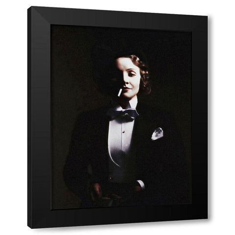 Marlene Dietrich in Top Hat - Tinted Black Modern Wood Framed Art Print with Double Matting by Hollywood Photo Archive