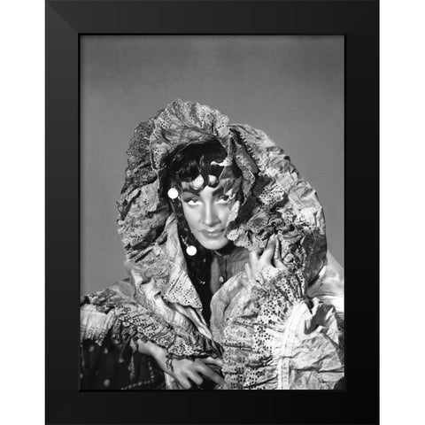 Marlene Dietrich - Golden Earrings Black Modern Wood Framed Art Print by Hollywood Photo Archive