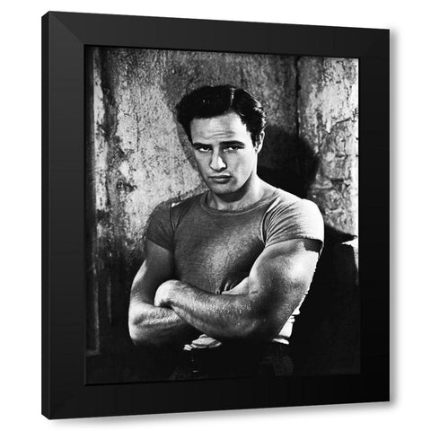 Marlon Brando in A Streetcar Named Desire Black Modern Wood Framed Art Print by Hollywood Photo Archive