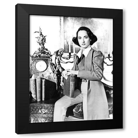 Merle Oberon Black Modern Wood Framed Art Print with Double Matting by Hollywood Photo Archive
