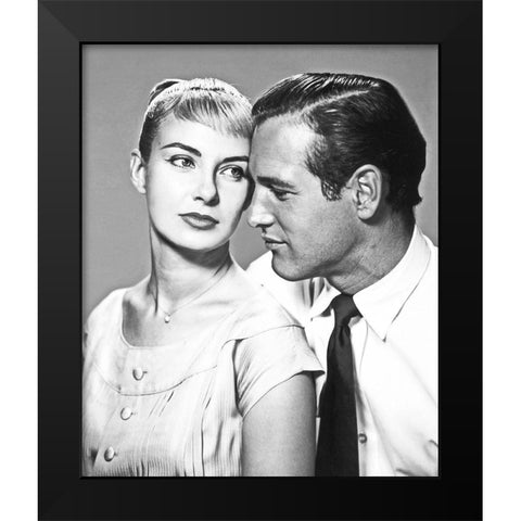 Paul Newman Black Modern Wood Framed Art Print by Hollywood Photo Archive