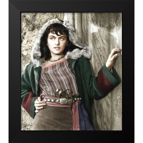 Paulette Goddard  - North West Mounted Police Black Modern Wood Framed Art Print by Hollywood Photo Archive