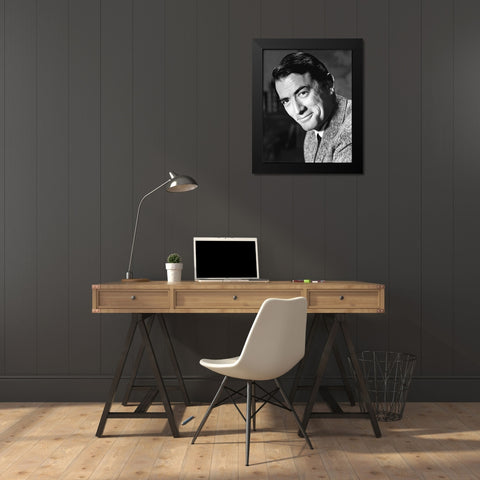 Gregory Peck Black Modern Wood Framed Art Print by Hollywood Photo Archive