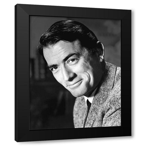 Gregory Peck Black Modern Wood Framed Art Print with Double Matting by Hollywood Photo Archive