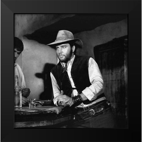 Elvis Presley - Charro! Black Modern Wood Framed Art Print by Hollywood Photo Archive