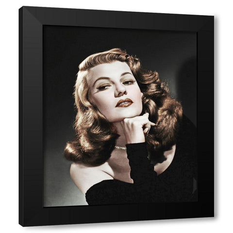 Rita Hayworth Black Modern Wood Framed Art Print with Double Matting by Hollywood Photo Archive
