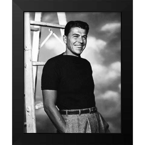 Ronald Reagan Black Modern Wood Framed Art Print by Hollywood Photo Archive