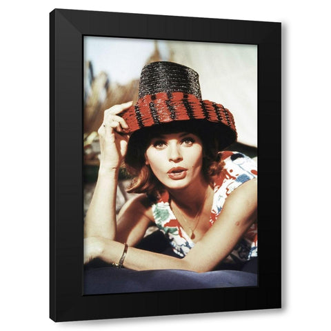 Senta Berger Black Modern Wood Framed Art Print with Double Matting by Hollywood Photo Archive