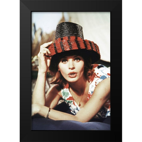 Senta Berger Black Modern Wood Framed Art Print by Hollywood Photo Archive