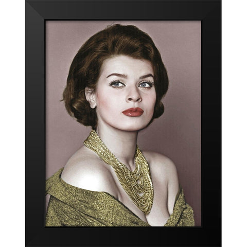 Senta Berger Black Modern Wood Framed Art Print by Hollywood Photo Archive