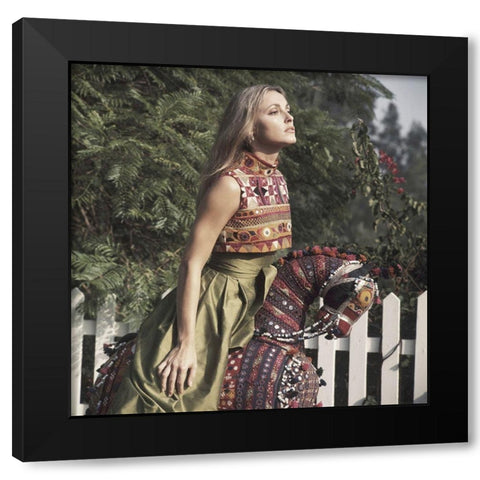 Sharon Tate Black Modern Wood Framed Art Print by Hollywood Photo Archive