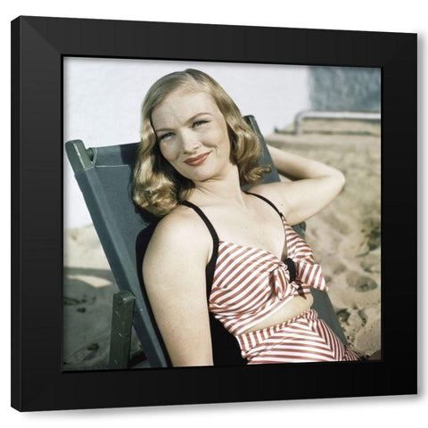 Veronica Lake Black Modern Wood Framed Art Print with Double Matting by Hollywood Photo Archive