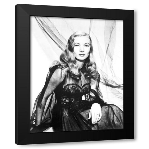 Veronica Lake Black Modern Wood Framed Art Print with Double Matting by Hollywood Photo Archive
