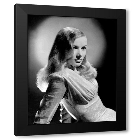 Veronica Lake Black Modern Wood Framed Art Print by Hollywood Photo Archive