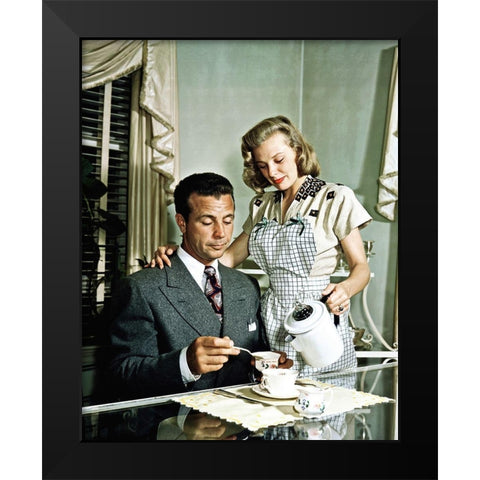 Dick Powell and June Allyson Black Modern Wood Framed Art Print by Hollywood Photo Archive