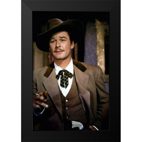 Errol Flynn - San Antonio Black Modern Wood Framed Art Print by Hollywood Photo Archive