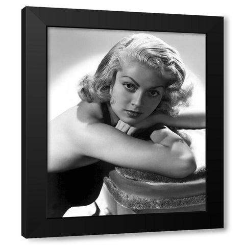 Lana Turner Black Modern Wood Framed Art Print with Double Matting by Hollywood Photo Archive