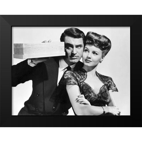Cary Grant with Janet Blair Black Modern Wood Framed Art Print by Hollywood Photo Archive