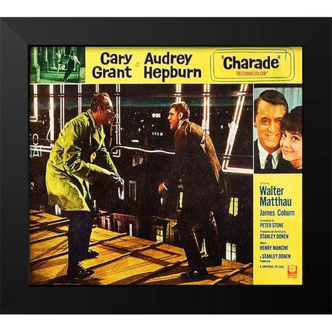 Cary Grant - Charade - Lobby Card Black Modern Wood Framed Art Print by Hollywood Photo Archive