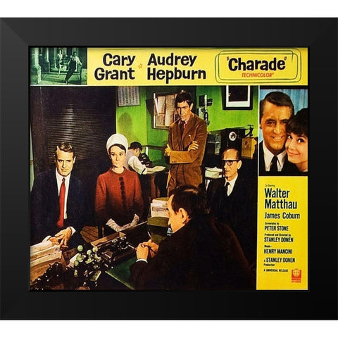 Cary Grant - Charade - Lobby Card Black Modern Wood Framed Art Print by Hollywood Photo Archive