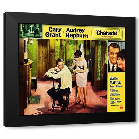 Cary Grant - Charade - Lobby Card Black Modern Wood Framed Art Print by Hollywood Photo Archive