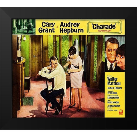 Cary Grant - Charade - Lobby Card Black Modern Wood Framed Art Print by Hollywood Photo Archive