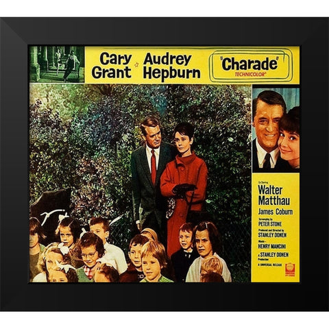 Cary Grant - Charade - Lobby Card Black Modern Wood Framed Art Print by Hollywood Photo Archive