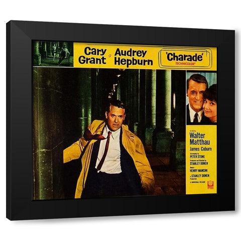 Cary Grant - Charade - Lobby Card Black Modern Wood Framed Art Print with Double Matting by Hollywood Photo Archive