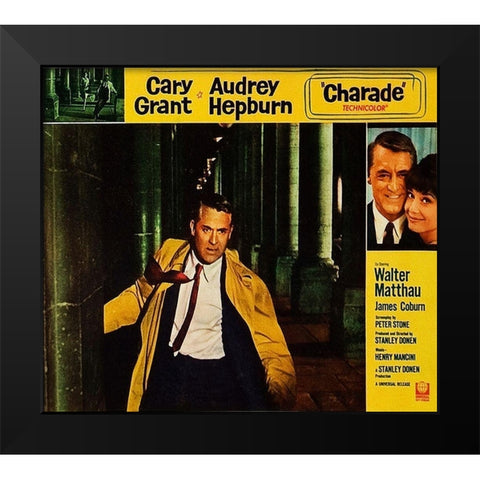 Cary Grant - Charade - Lobby Card Black Modern Wood Framed Art Print by Hollywood Photo Archive