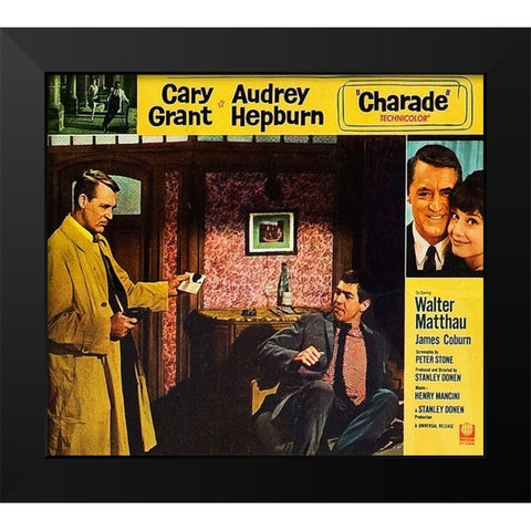 Cary Grant - Charade - Lobby Card Black Modern Wood Framed Art Print by Hollywood Photo Archive