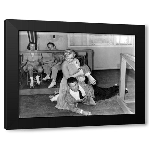 Cary Grant with Marilyn Monroe - Monkey Business Black Modern Wood Framed Art Print with Double Matting by Hollywood Photo Archive