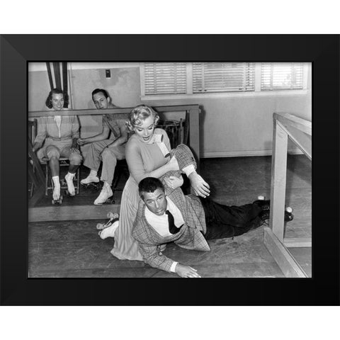Cary Grant with Marilyn Monroe - Monkey Business Black Modern Wood Framed Art Print by Hollywood Photo Archive